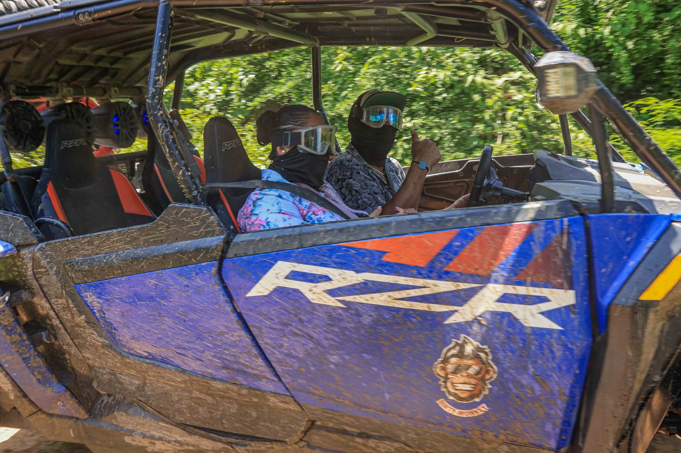 Couple enjoying an off-road RZR adventure in Nayarit