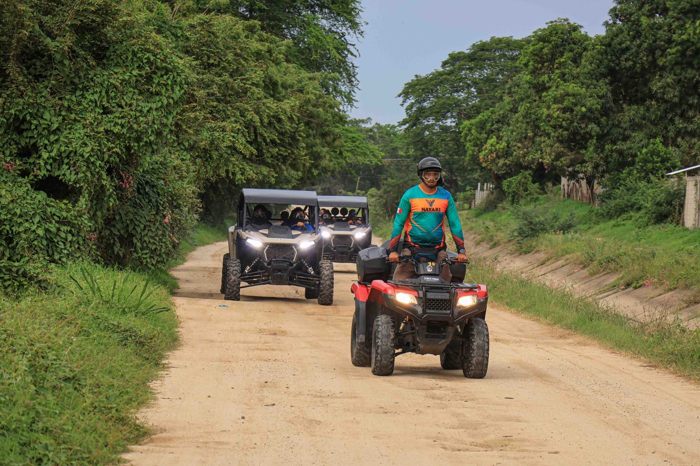 Tour guide leading RZR adventure on rural trails in Nayarit