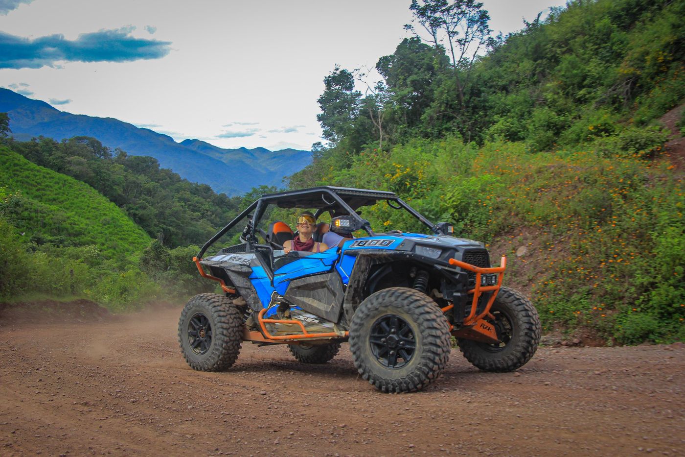 Polaris RZR exploring rural roads in the Sierra Madre region