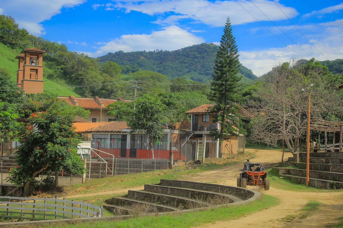 Scenic route through mountain trails and local communities